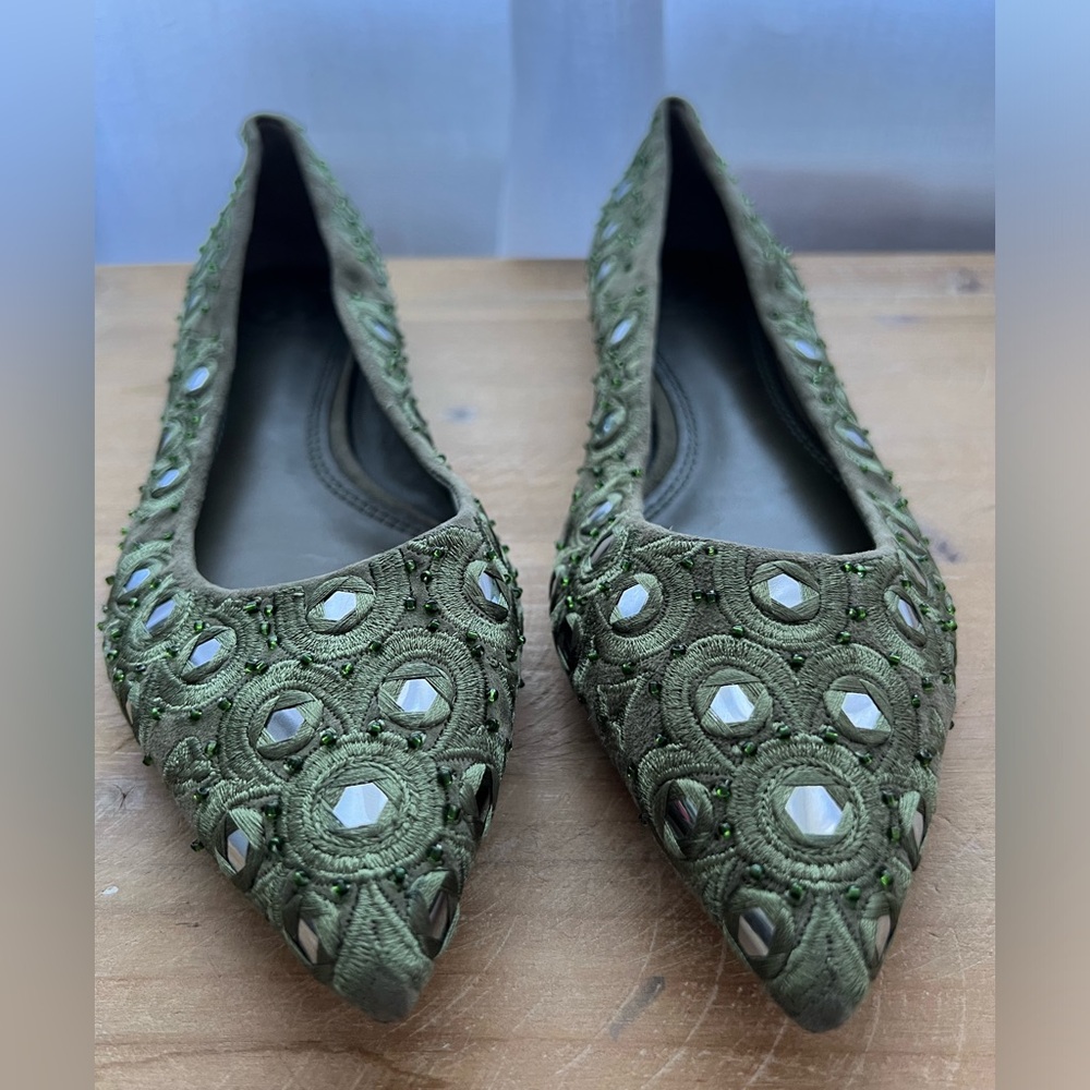 Tory Burch Yasmin Ballet Flat in Olive/Multi Size 6.5 - Picture 3 of 10